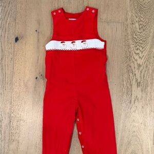 Red Santa Embroidered Boys Romper
